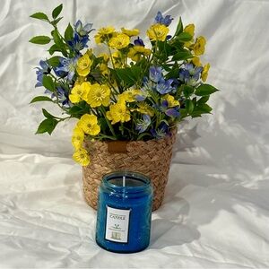 Blue Handmade Candle with Jasmine essential oil added.